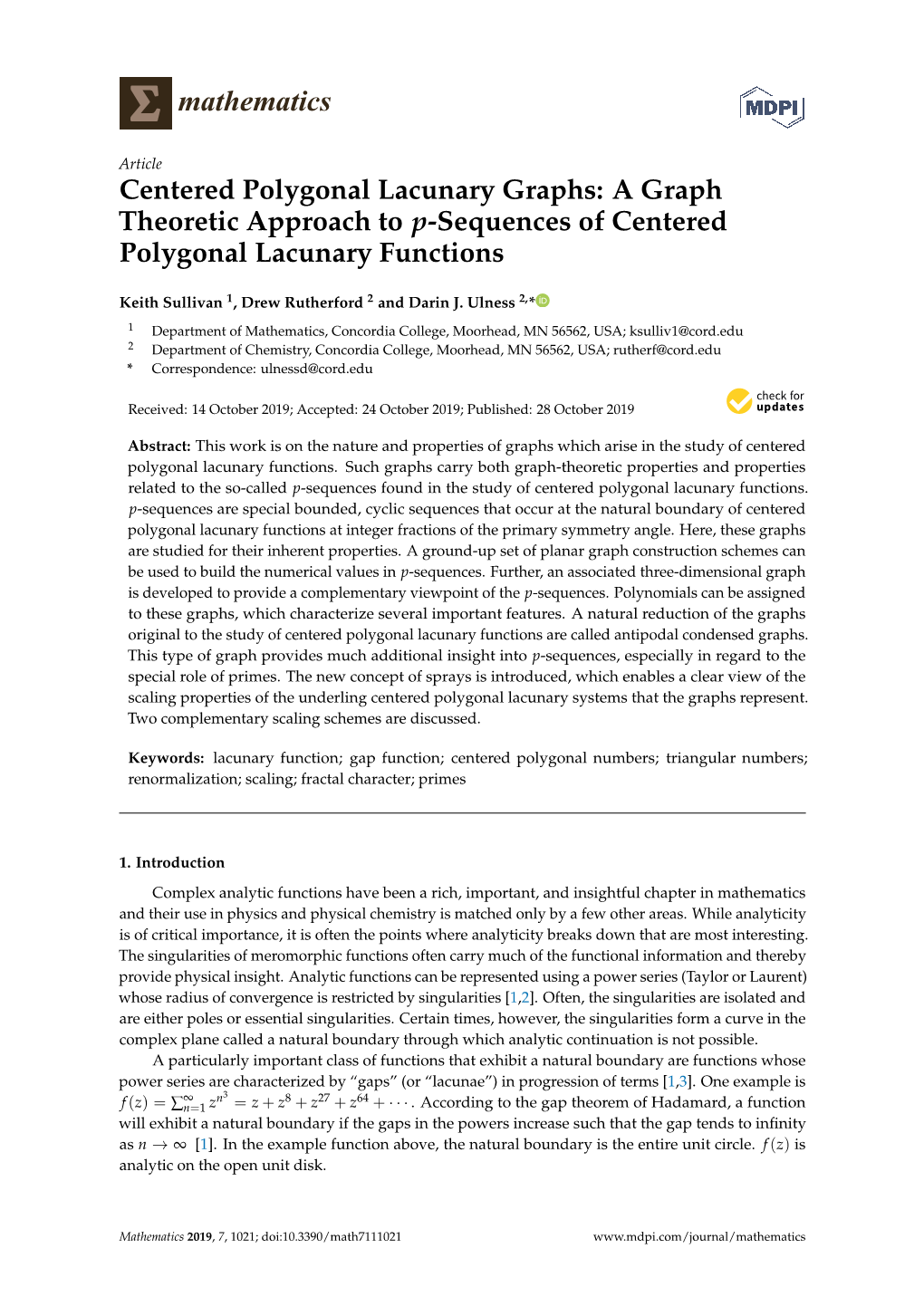 Centered Polygonal Lacunary Graphs: a Graph Theoretic Approach to P-Sequences of Centered Polygonal Lacunary Functions