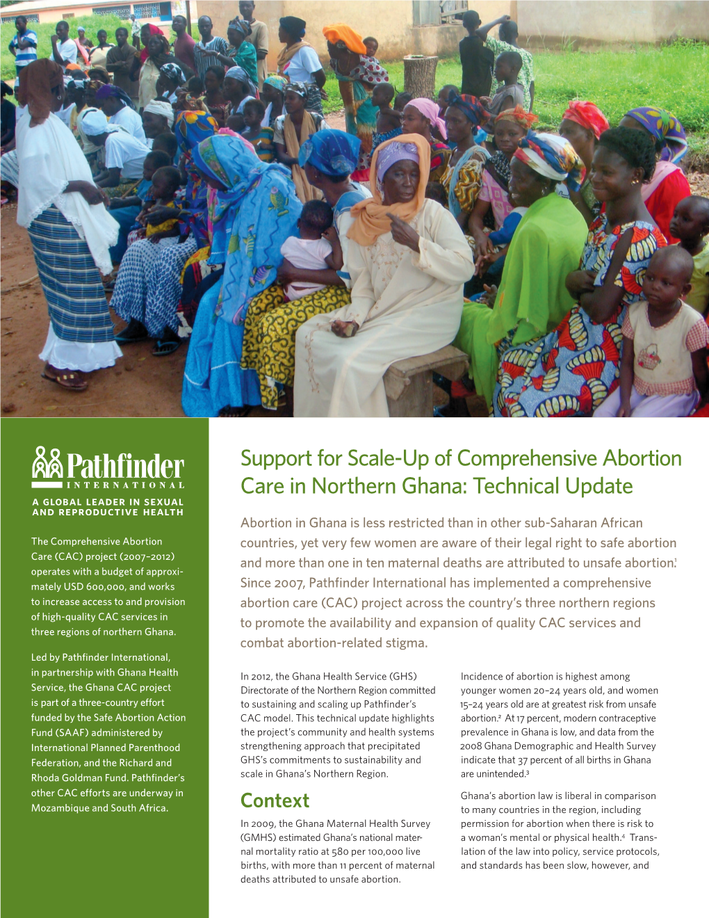 Support for Scale-Up of Comprehensive Abortion Care in Northern Ghana: Technical Update