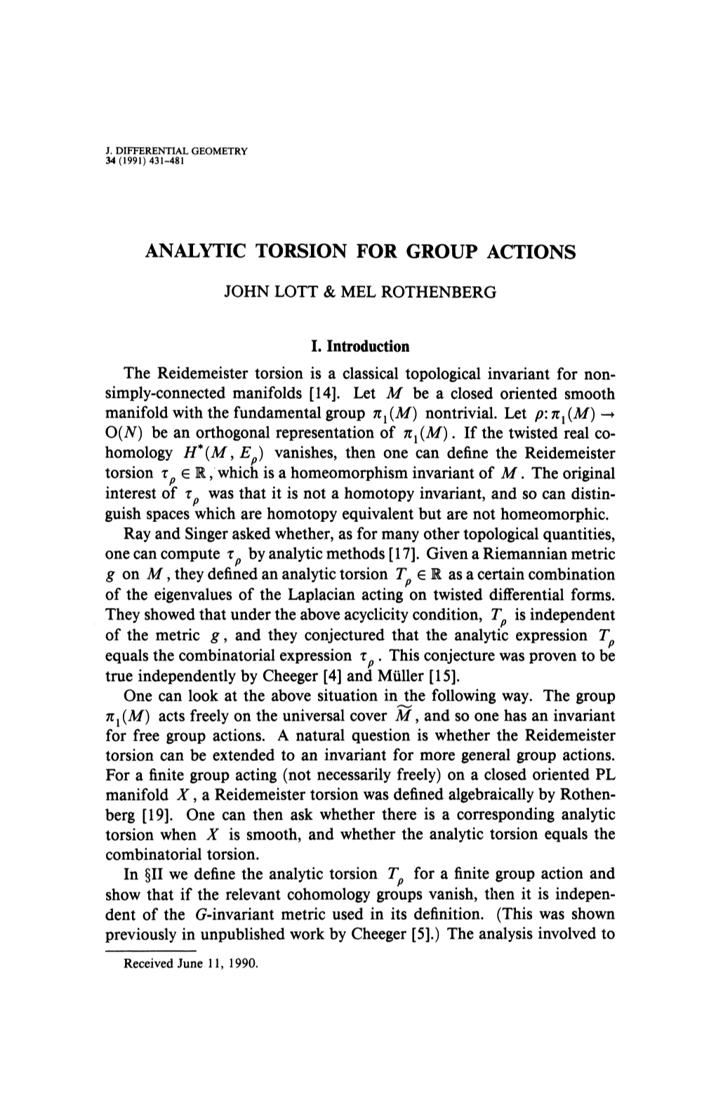 Analytic Torsion for Group Actions