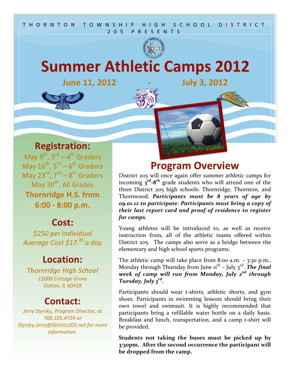 Summer Athletic Camps 2012 June 11, 2012 ‐ July 3, 2012