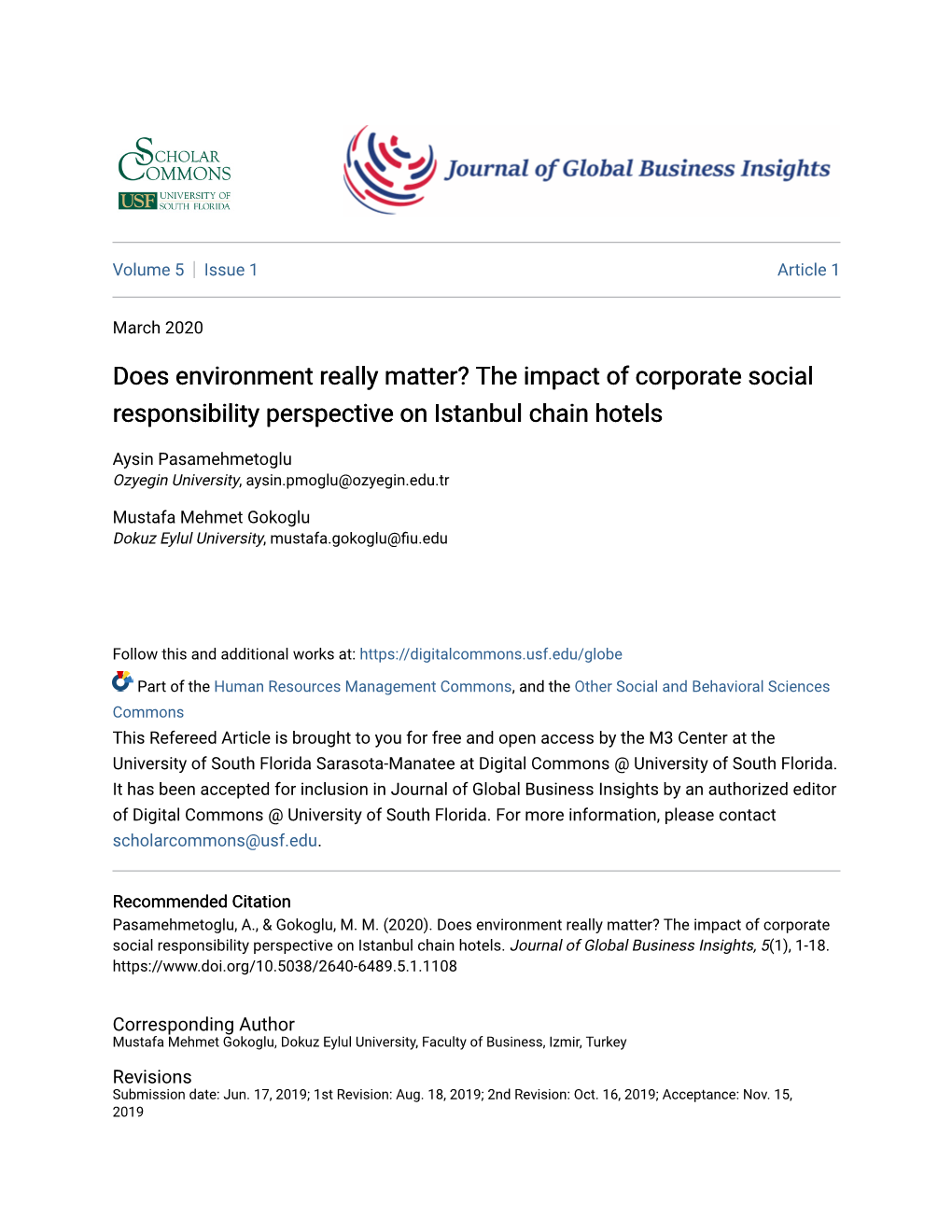 The Impact of Corporate Social Responsibility Perspective on Istanbul Chain Hotels