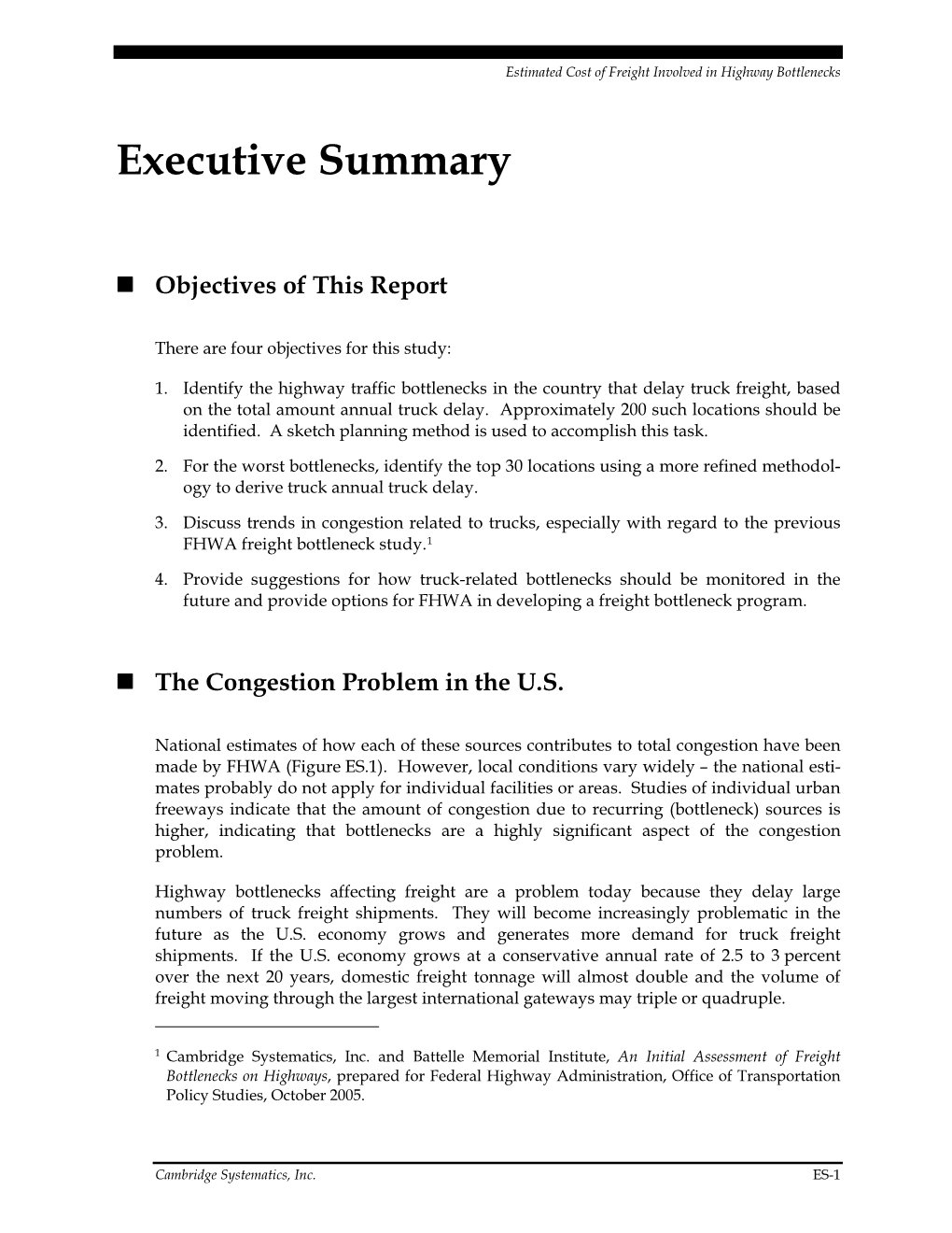 Estimated Cost of Freight Involved in Highway Bottlenecks