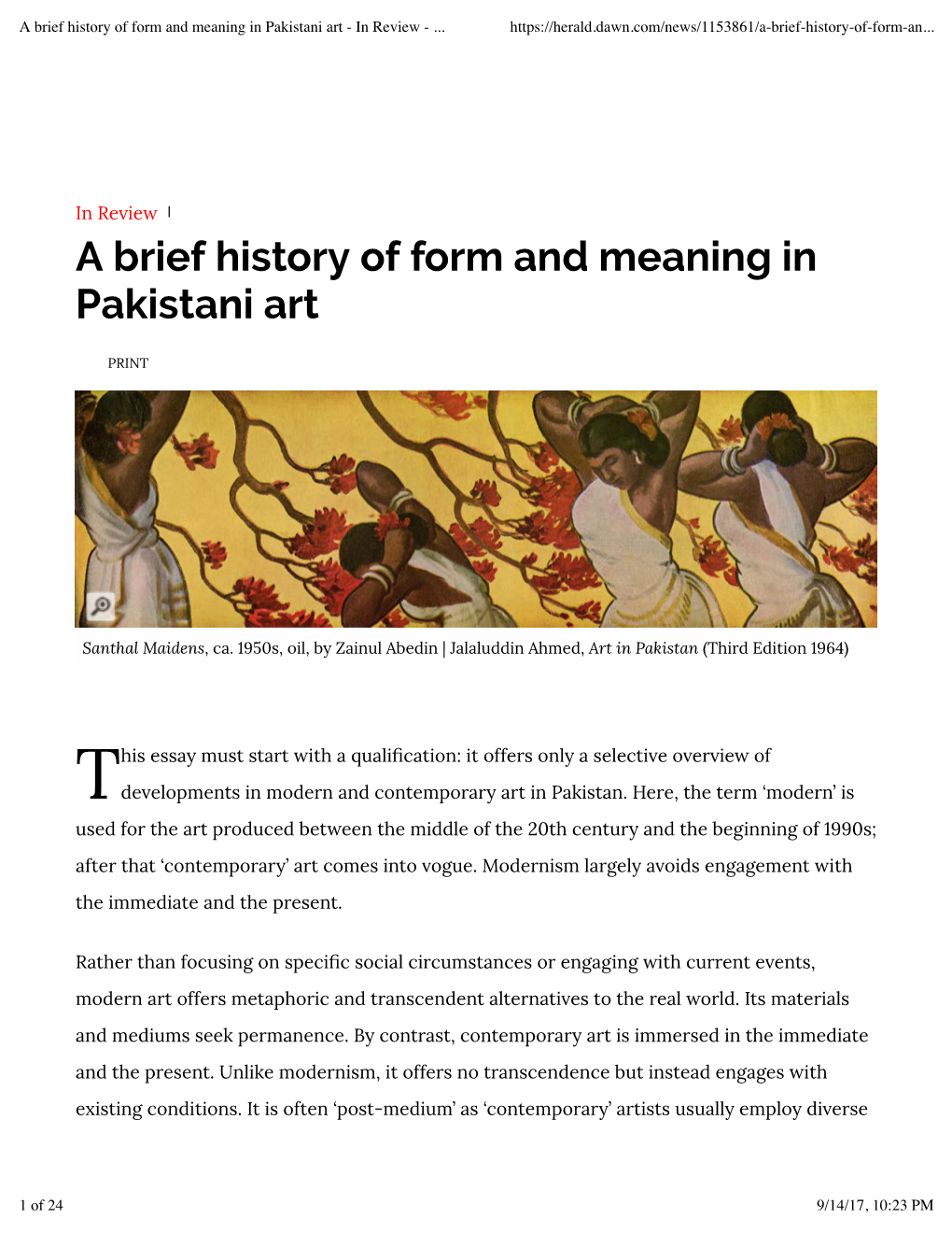 A Brief History of Form and Meaning in Pakistani Art - in Review -