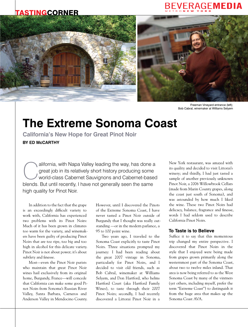 The Extreme Sonoma Coast California’S New Hope for Great Pinot Noir by Ed Mccarthy