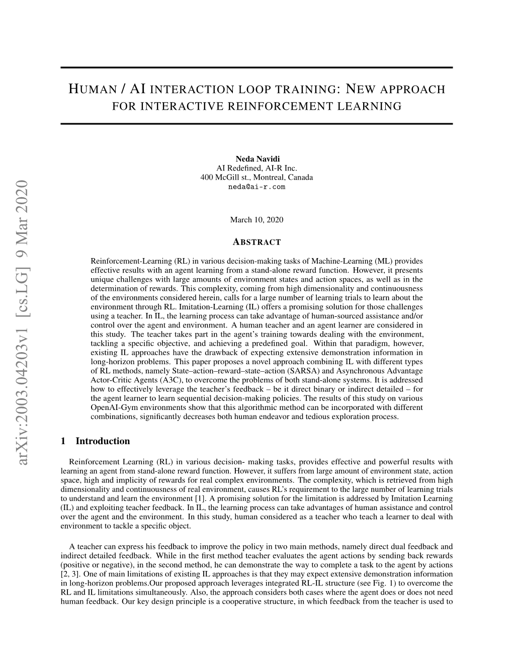 Human AI Interaction Loop Training: New Approach for Interactive