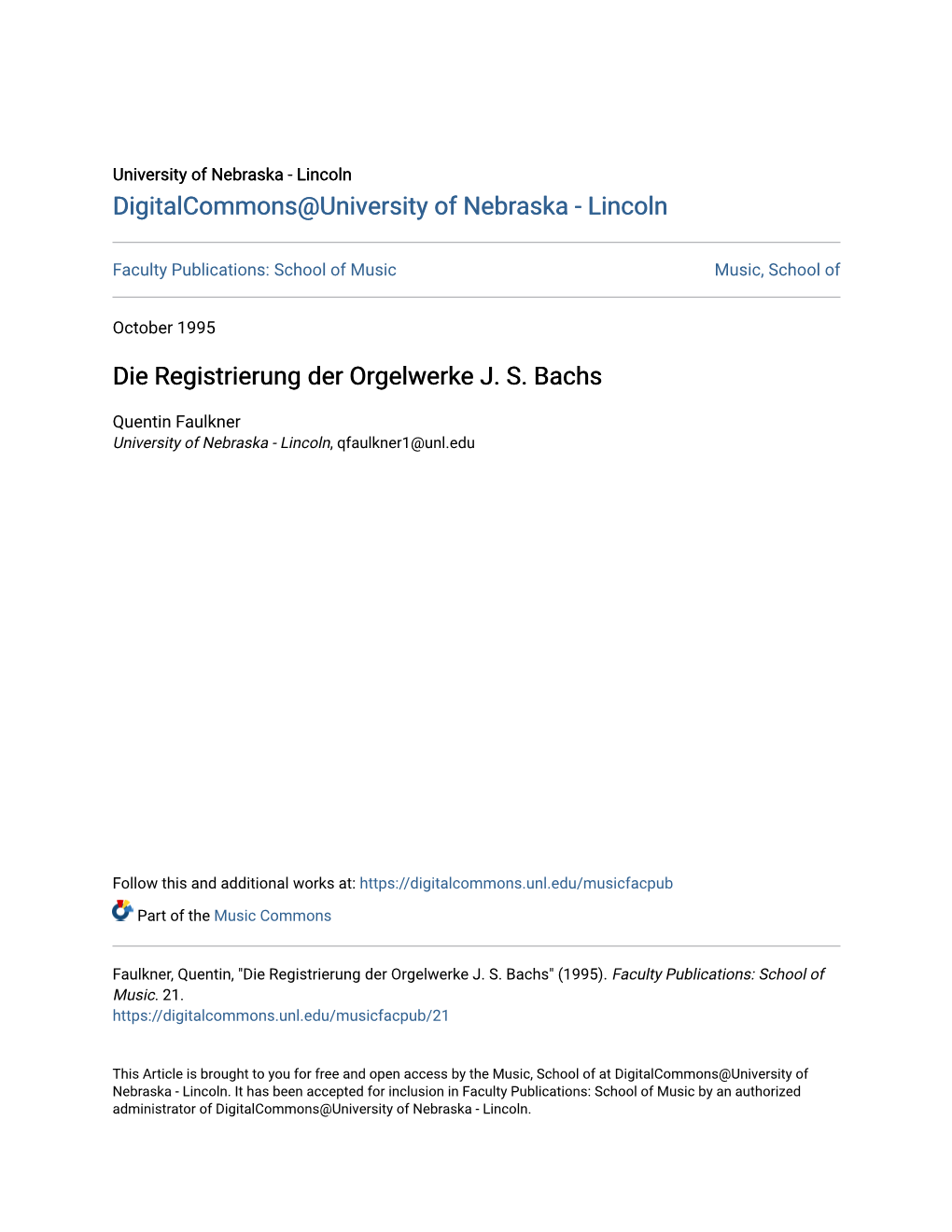 Die Registrierung Der Orgelwerke J. S. Bachs