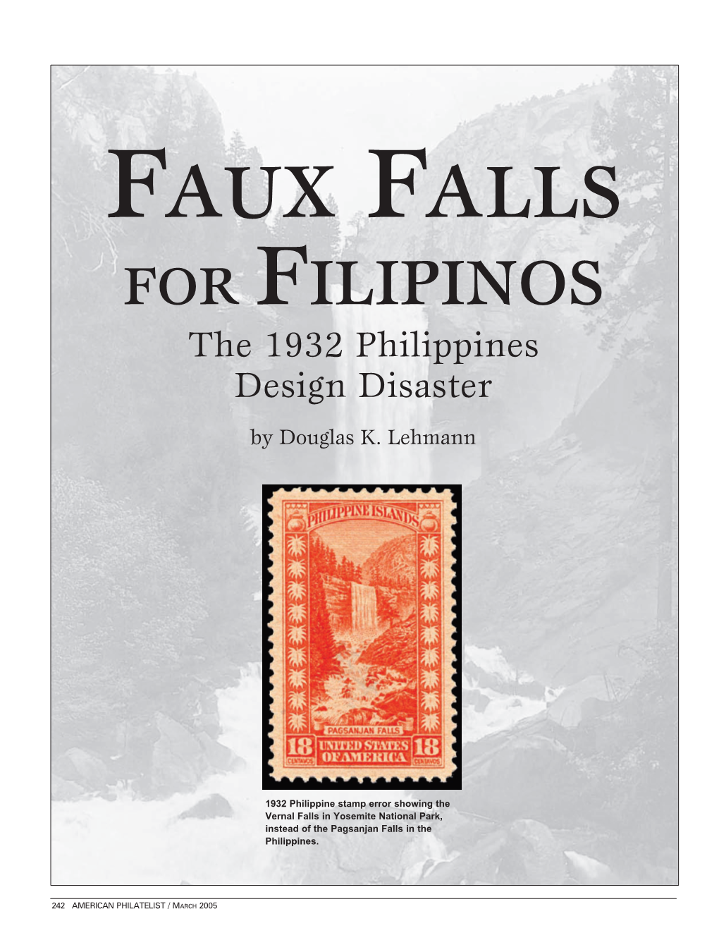 Faux Falls for Filipinos the 1932 Philippines Design Disaster