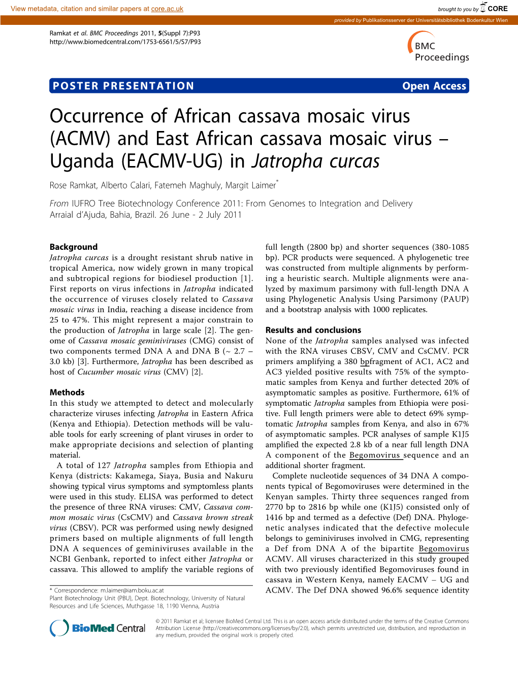 And East African Cassava Mosaic Virus
