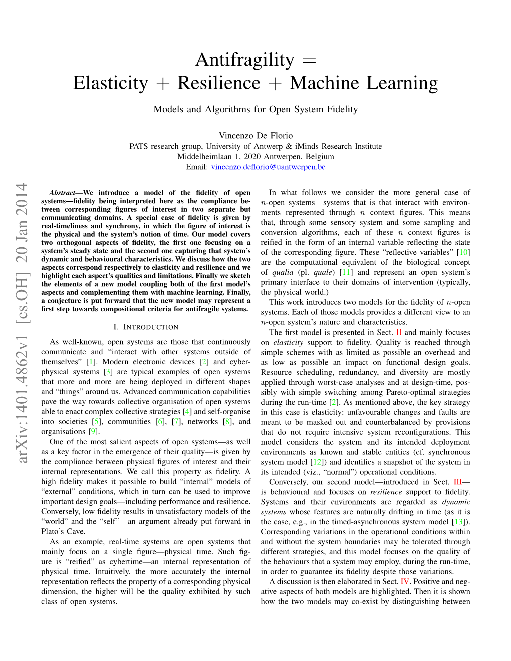 Antifragility = Elasticity + Resilience + Machine Learning