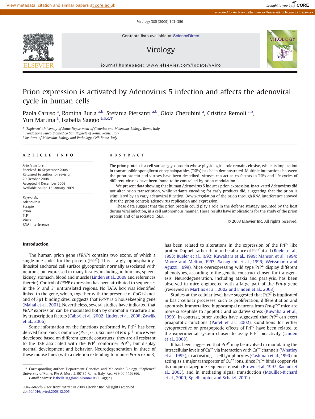 Prion Expression Is Activated by Adenovirus 5 Infection and Affects the Adenoviral Cycle in Human Cells