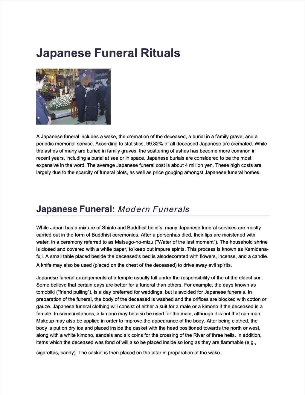 Japanese Funeral Rituals