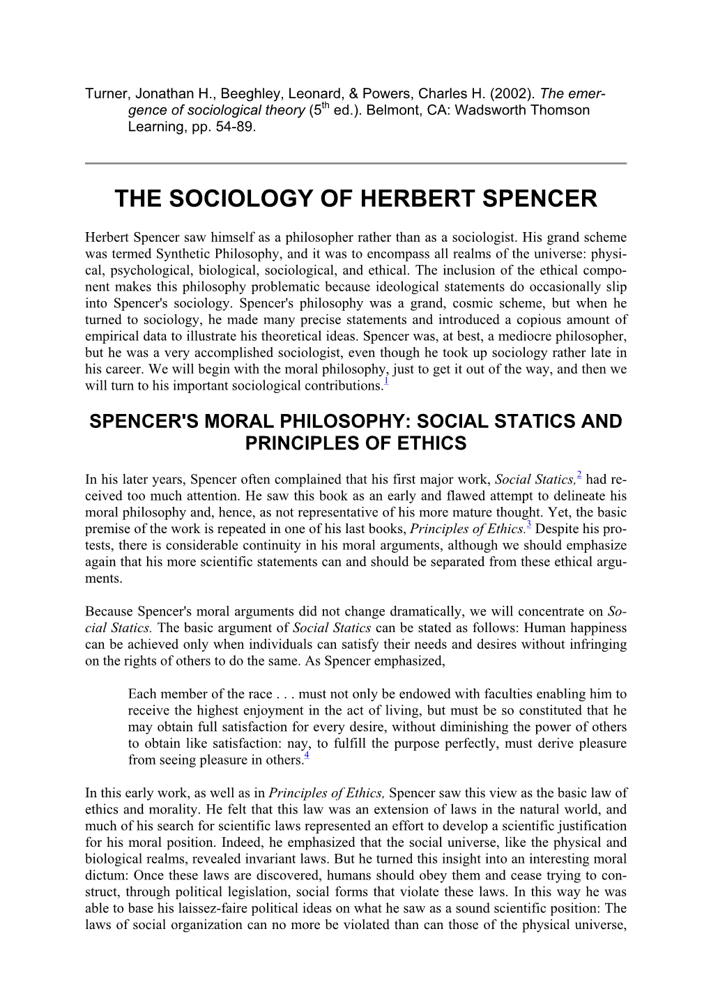 The Sociology of Herbert Spencer