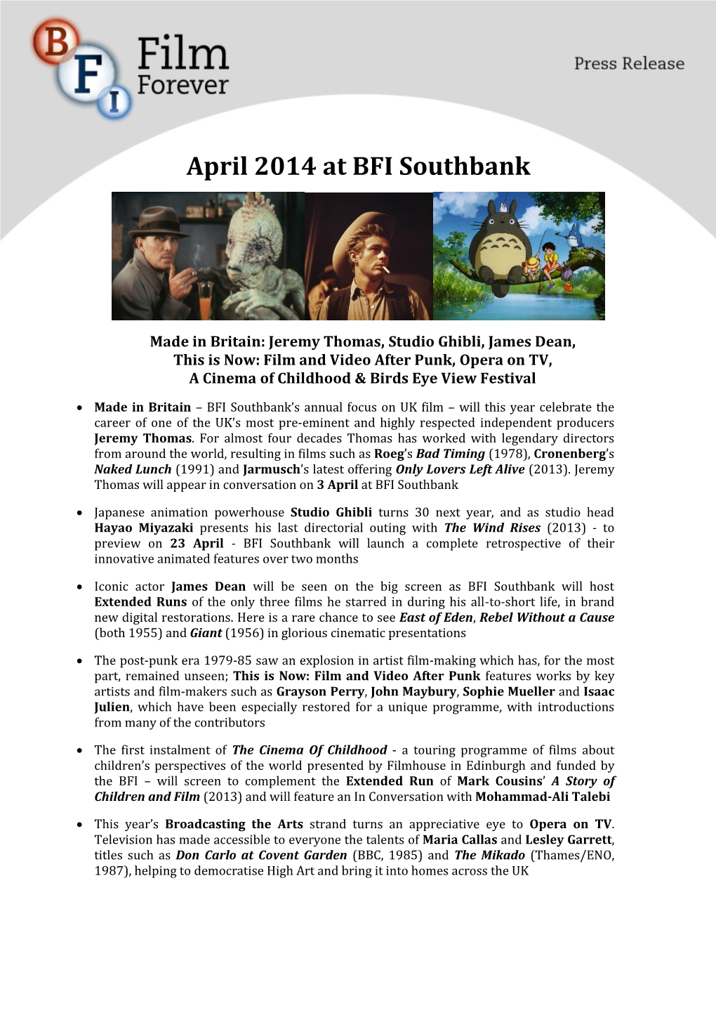 April 2014 at BFI Southbank