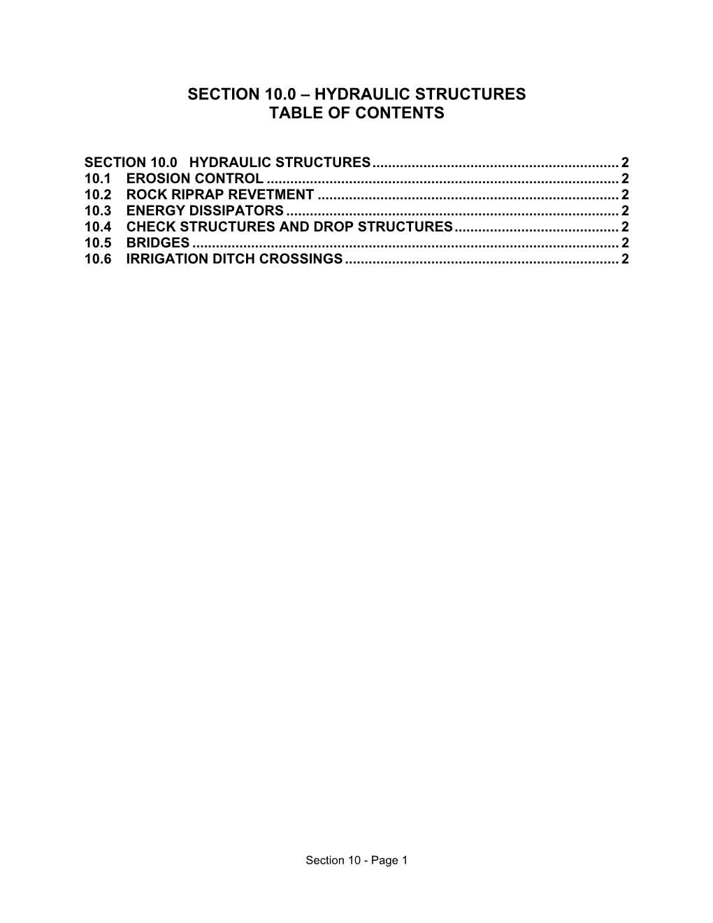 Section 10 Hydraulic Structures