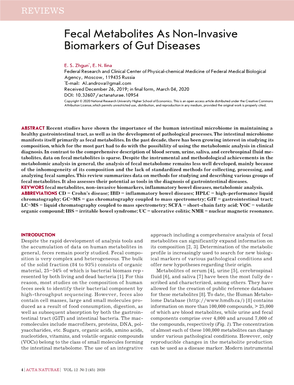 Fecal Metabolites As Non-Invasive Biomarkers of Gut Diseases