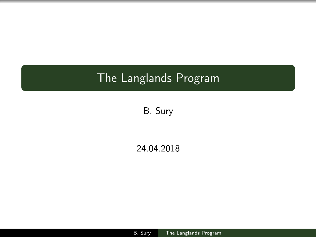 The Langlands Program