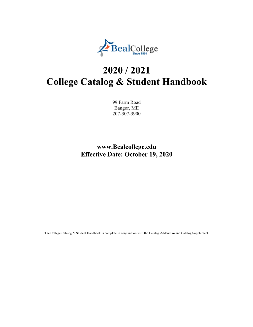 2020 / 2021 College Catalog & Student Handbook