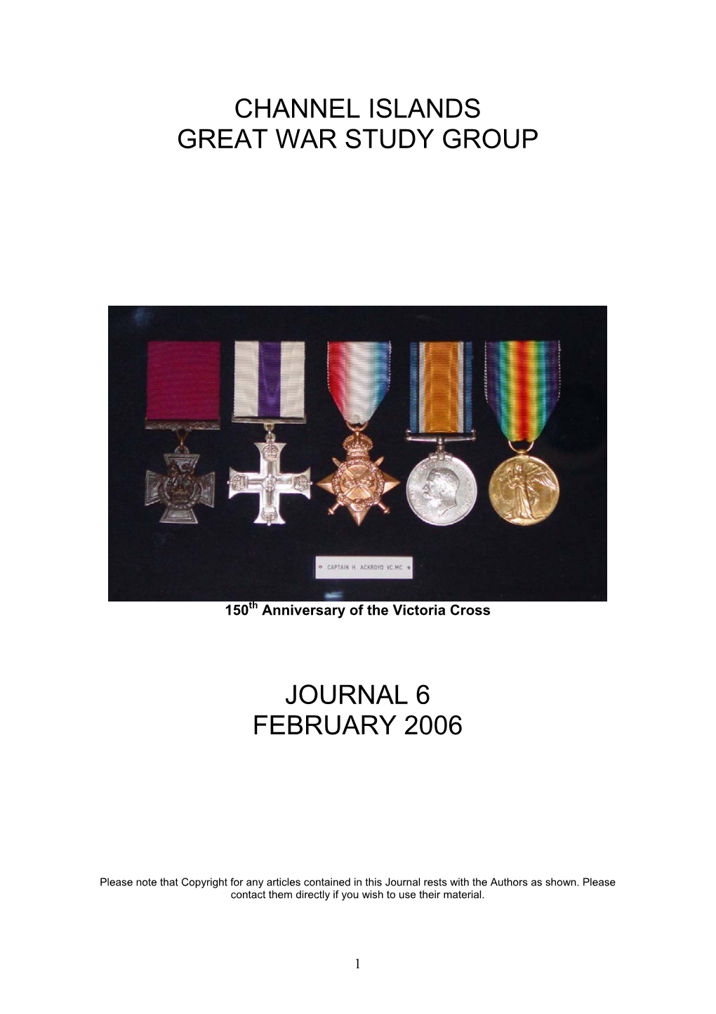 Channel Islands Great War Study Group Journal 6