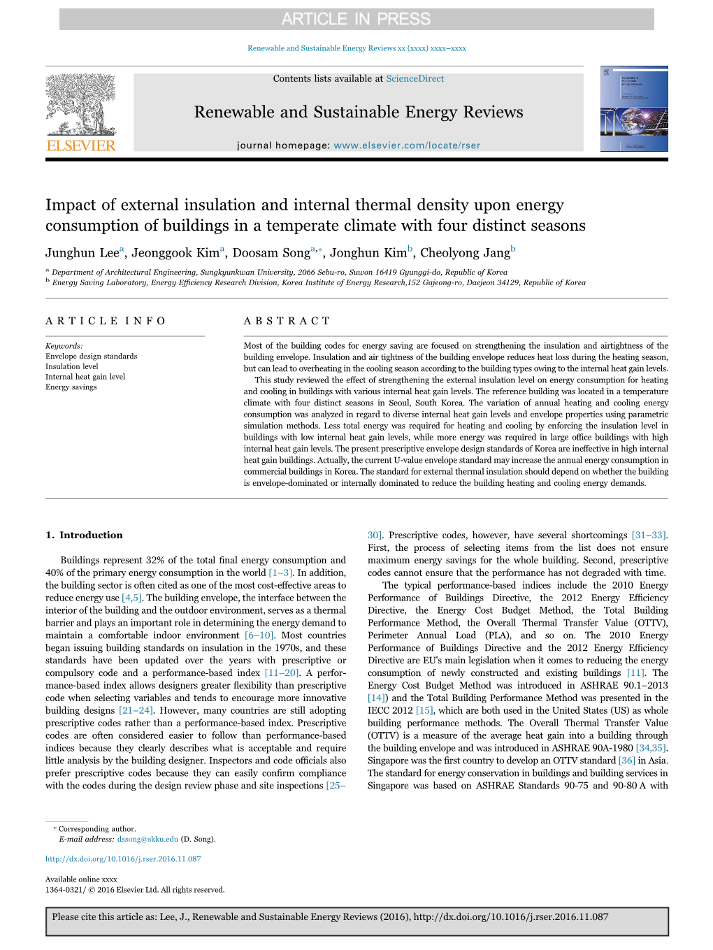 Impact of External Insulation and Internal Thermal Density Upon Energy Consumption of Buildings in a Temperate Climate with Four