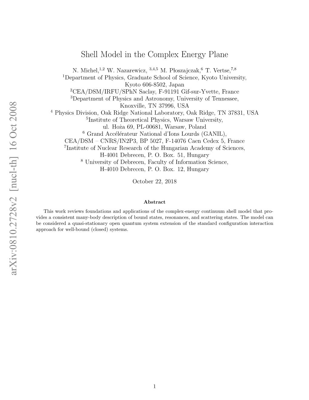 Shell Model in the Complex Energy Plane