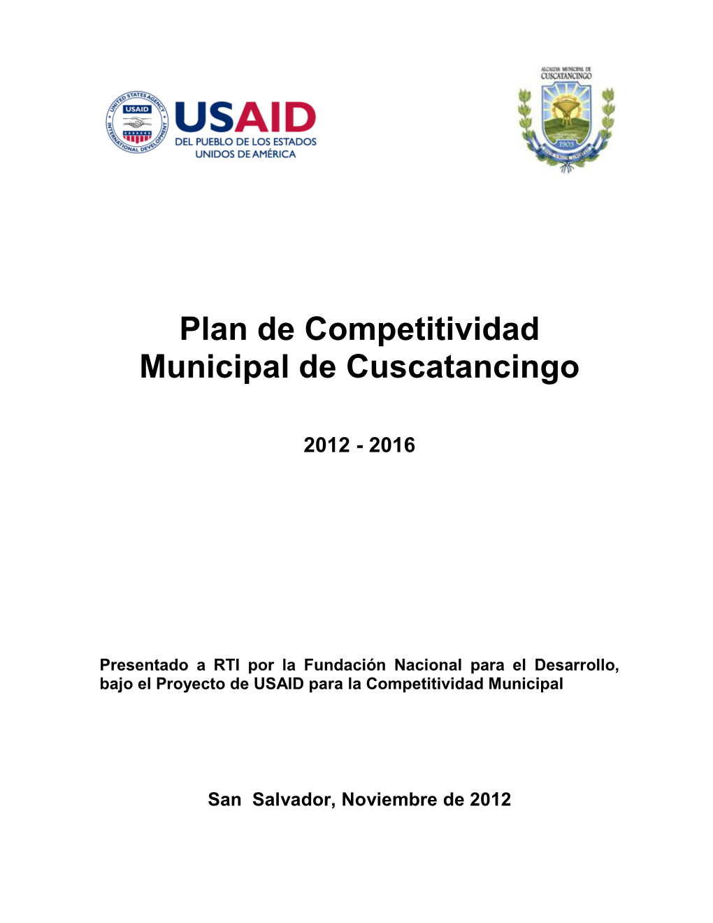 Plan De Competitividad Municipal De Cuscatancingo