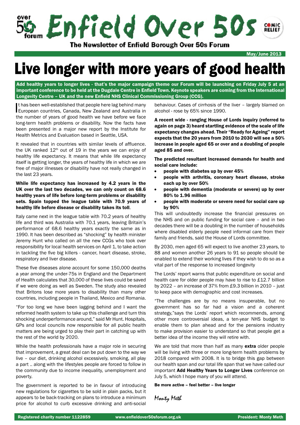 Live Longer with More Years of Good Health