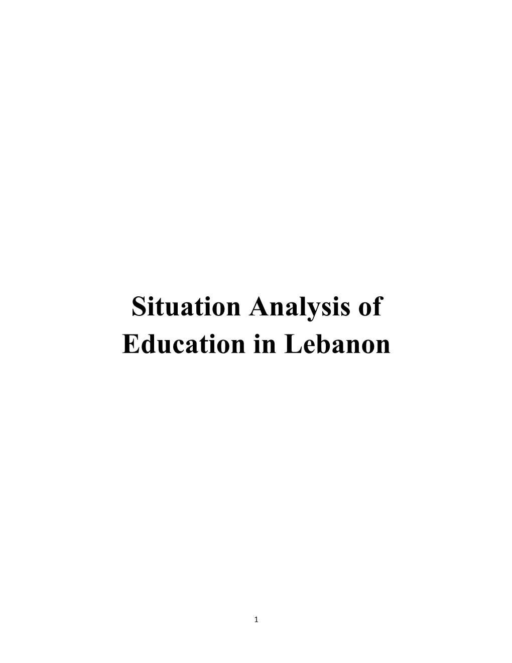 Situation Analysis of Education in Lebanon