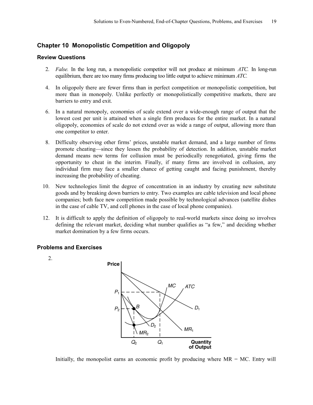 Chapter 10 Monopolistic Competition and Oligopoly