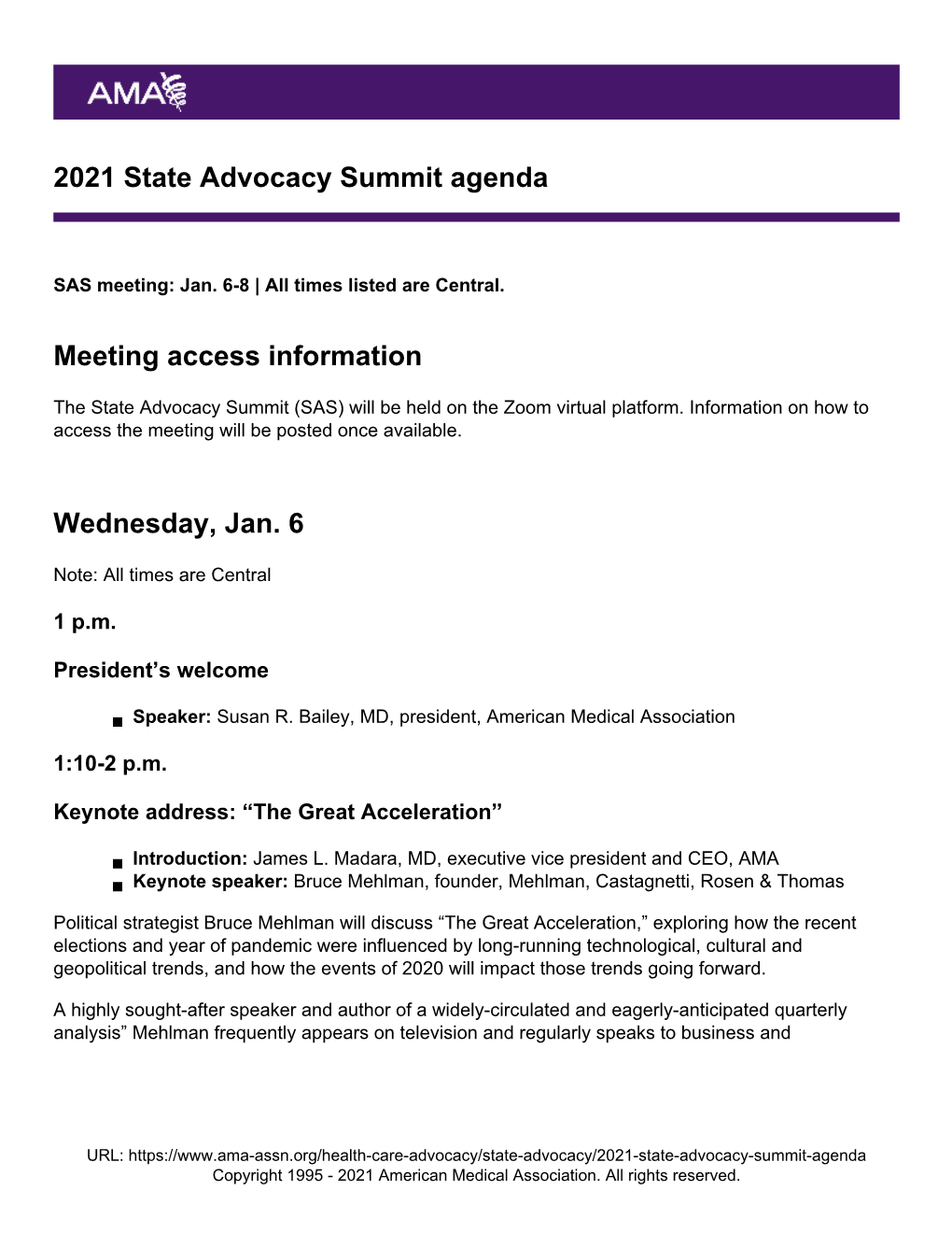 2021 State Advocacy Summit Agenda