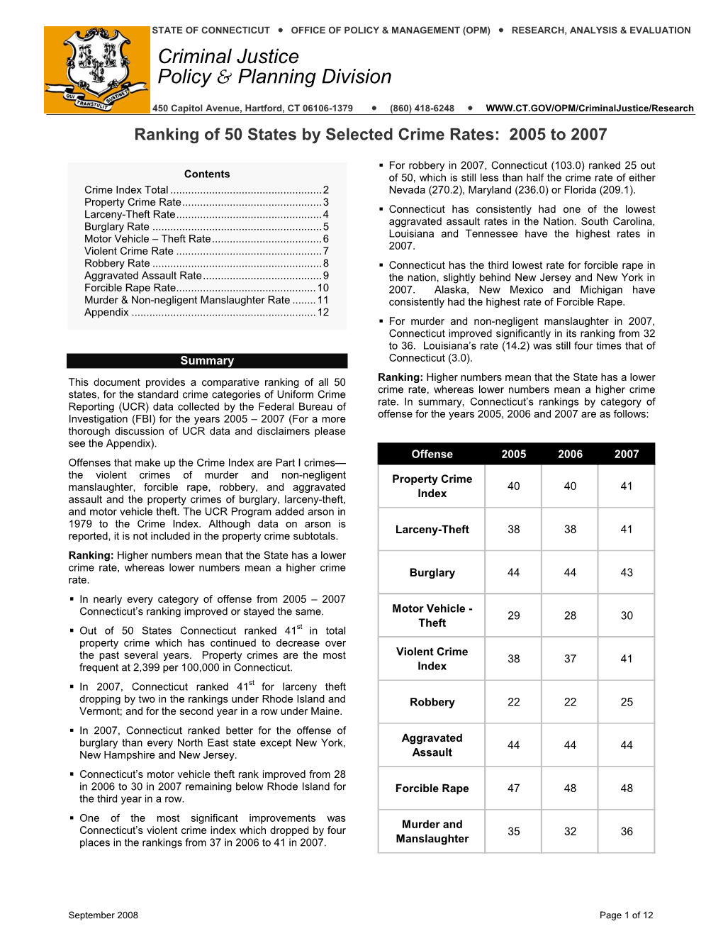 OPM/CJPPD Monthly Report