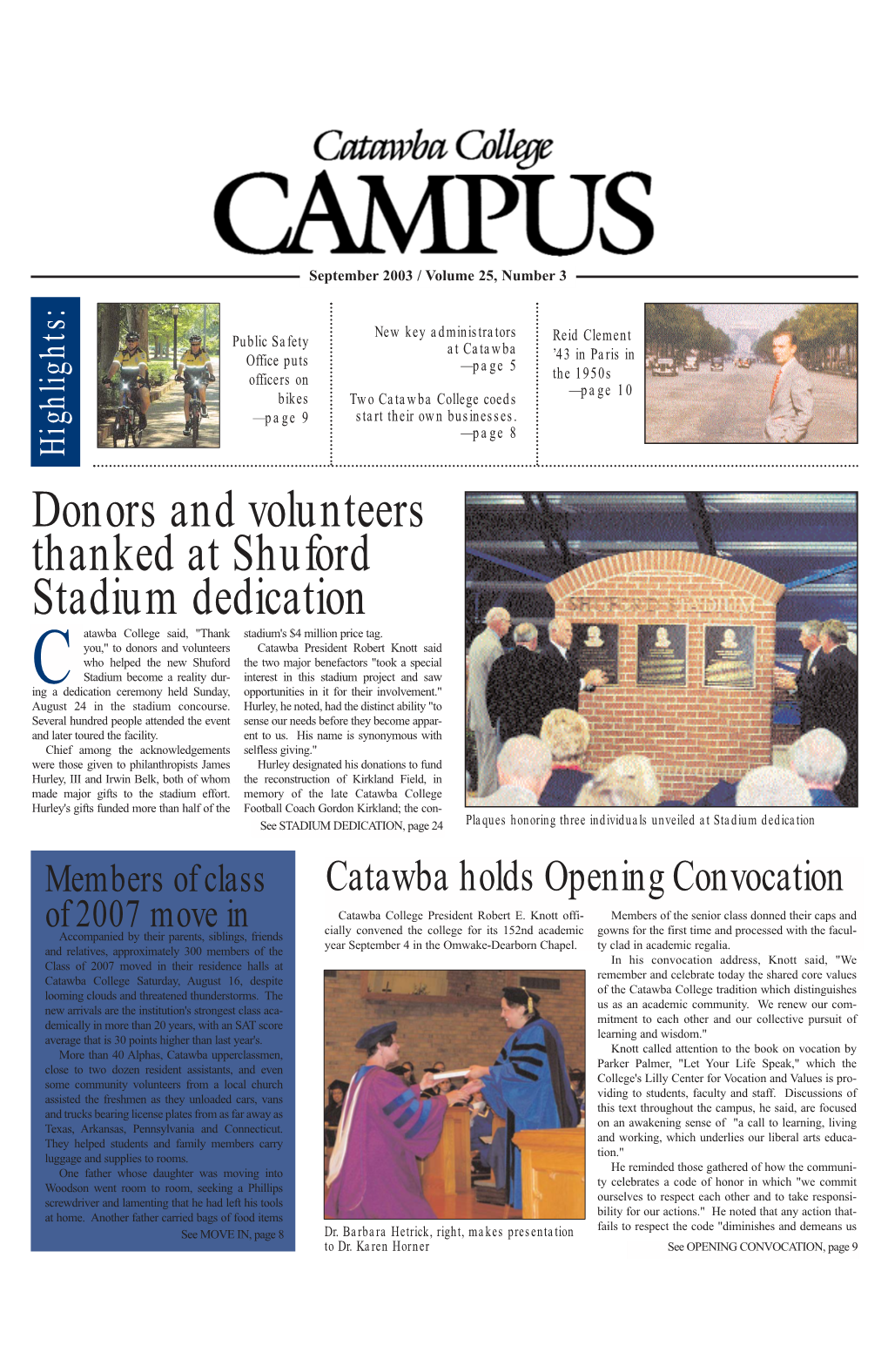 Donors and Volunteers Thanked at Shuford Stadium Dedication Atawba College Said, 