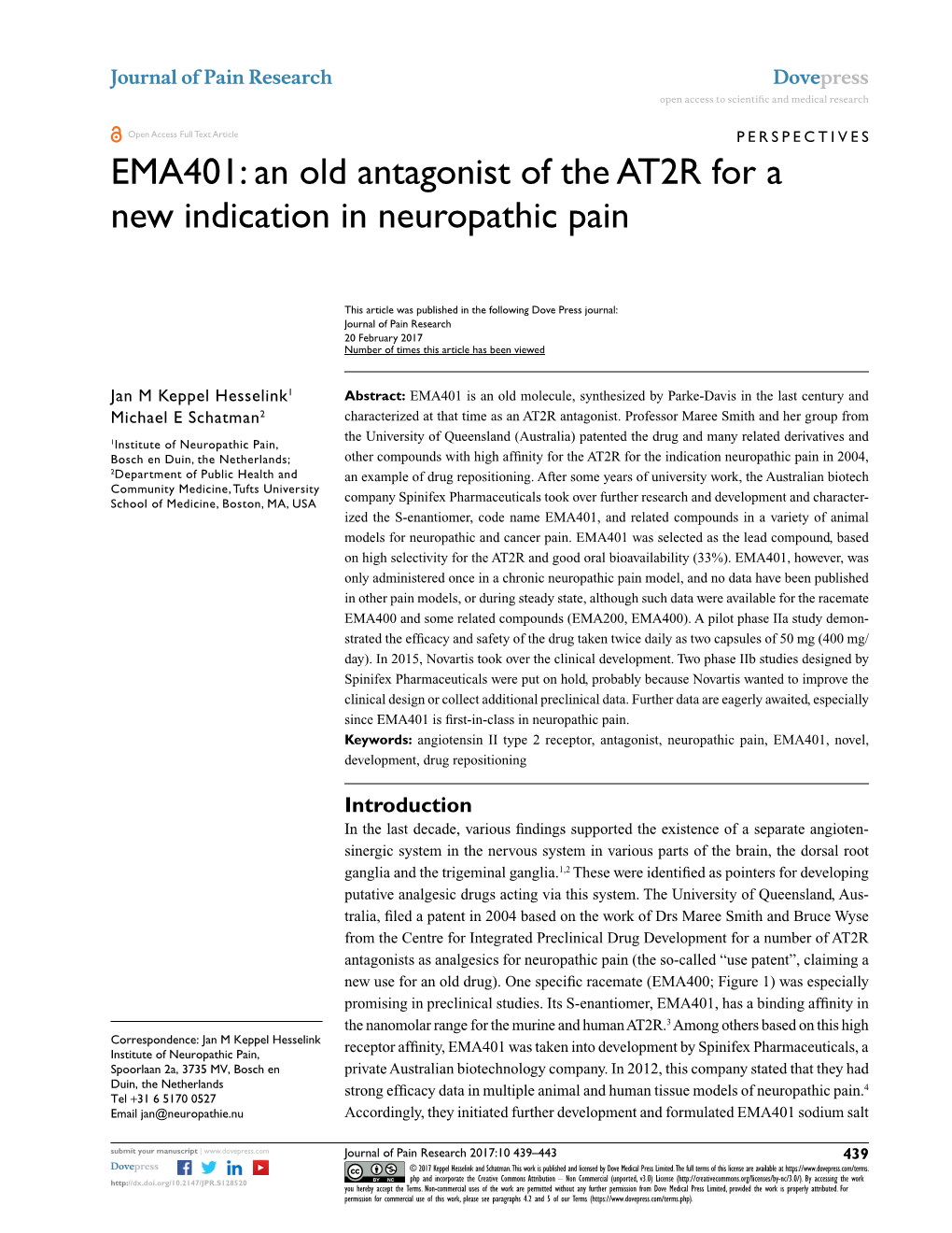 EMA401: an Old Antagonist of the AT2R for a New Indication in Neuropathic Pain