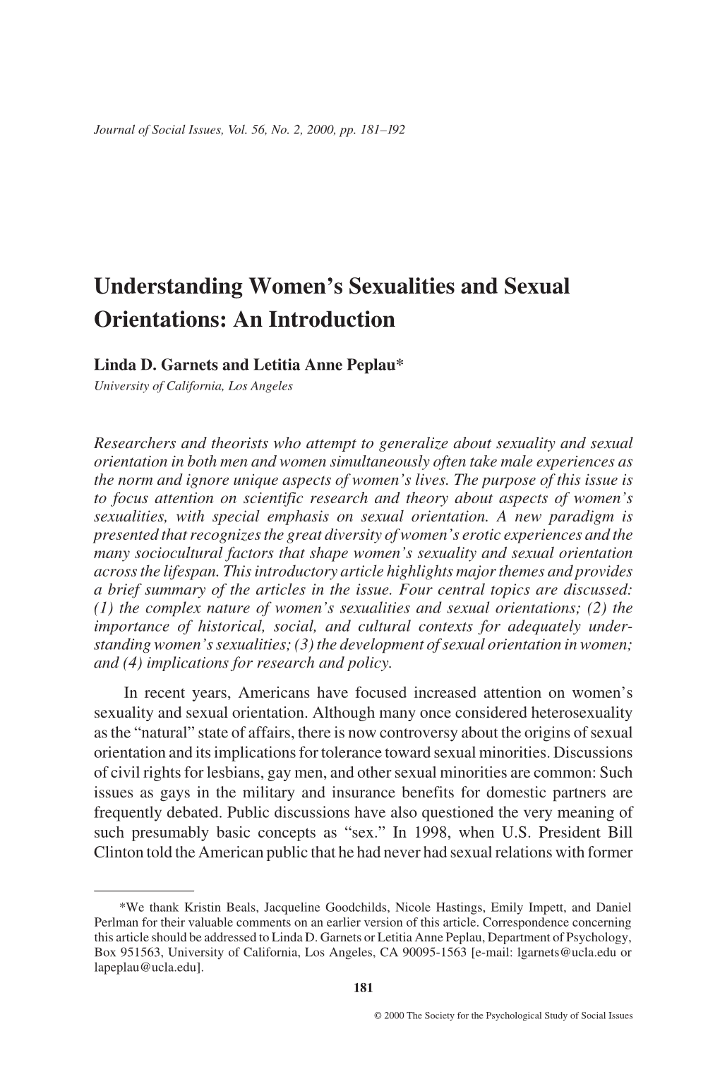 Understanding Women's Sexualities and Sexual Orientations