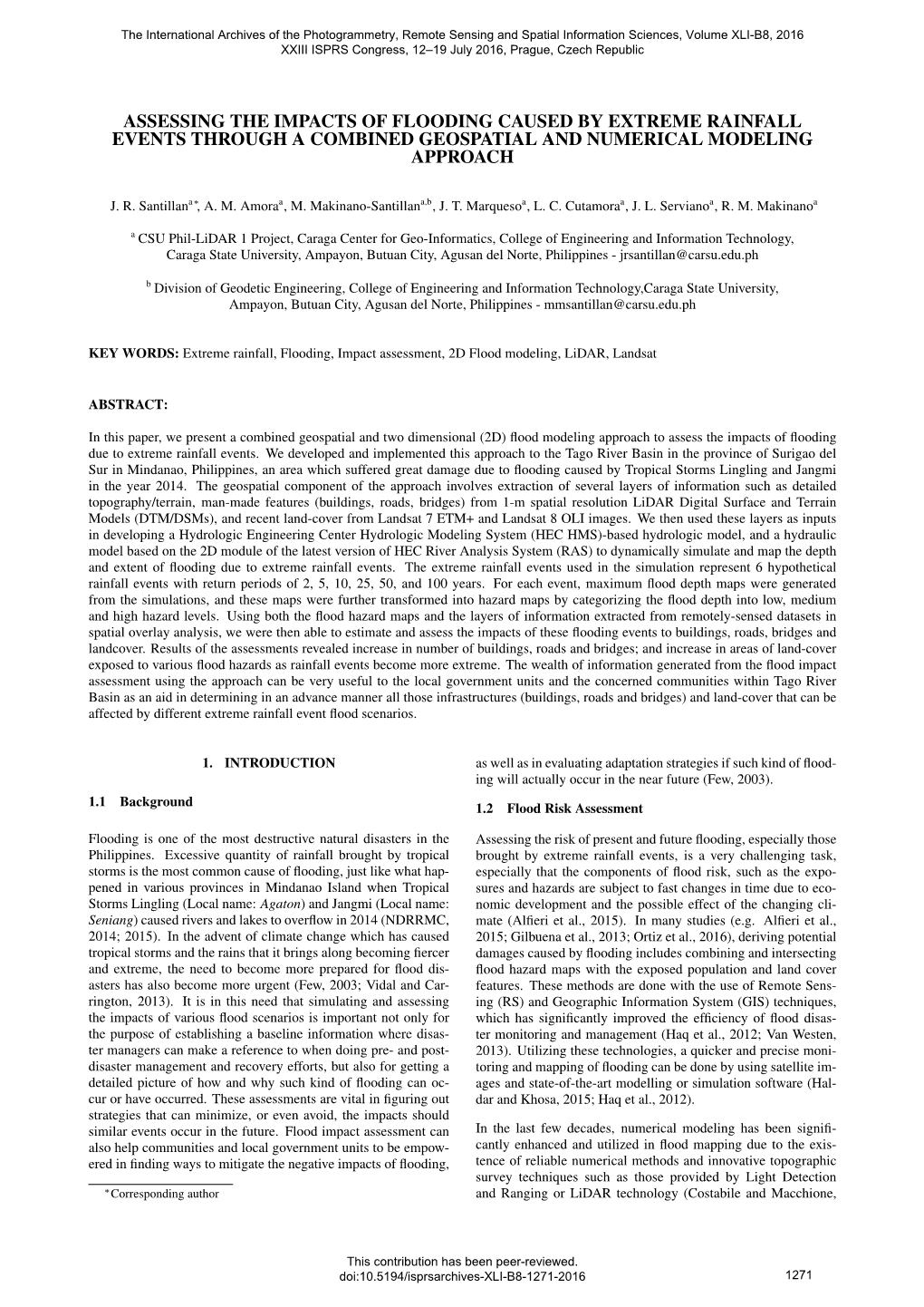 Assessing the Impacts of Flooding Caused by Extreme Rainfall Events Through a Combined Geospatial and Numerical Modeling Approach