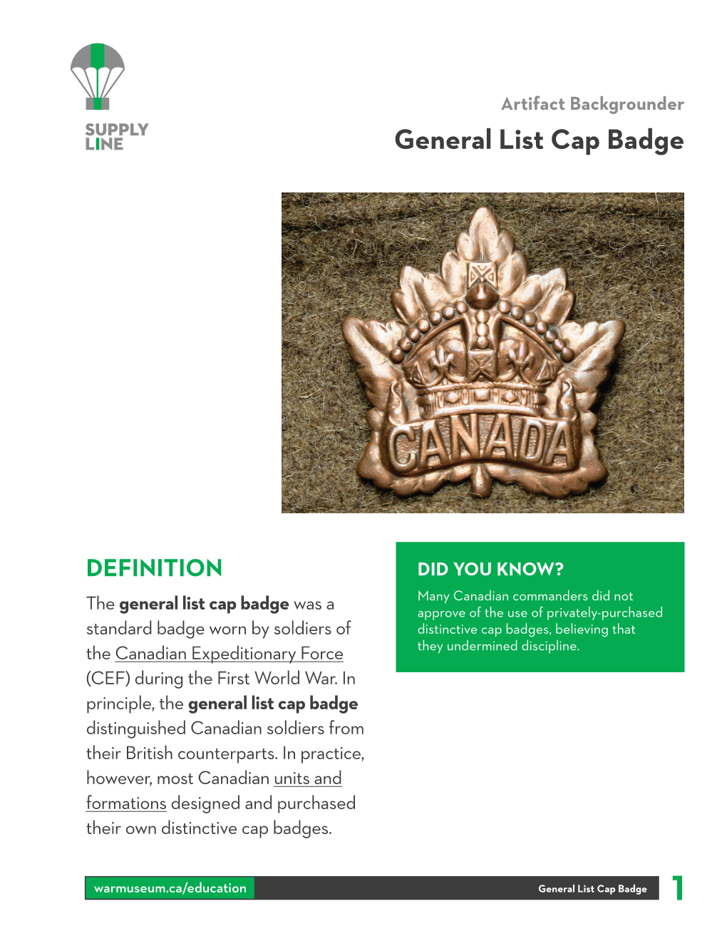 General List Cap Badge