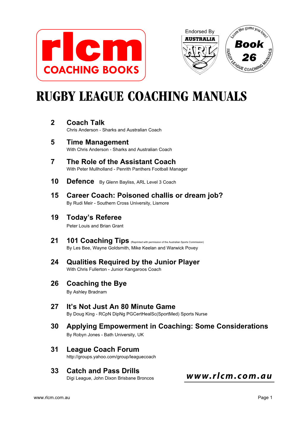 Rugby League Coaching Manuals