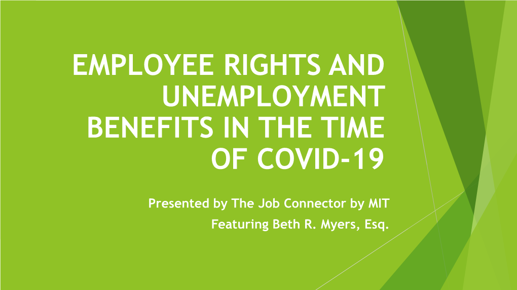 Employee Rights and Unemployment Benefits in the Time of Covid-19