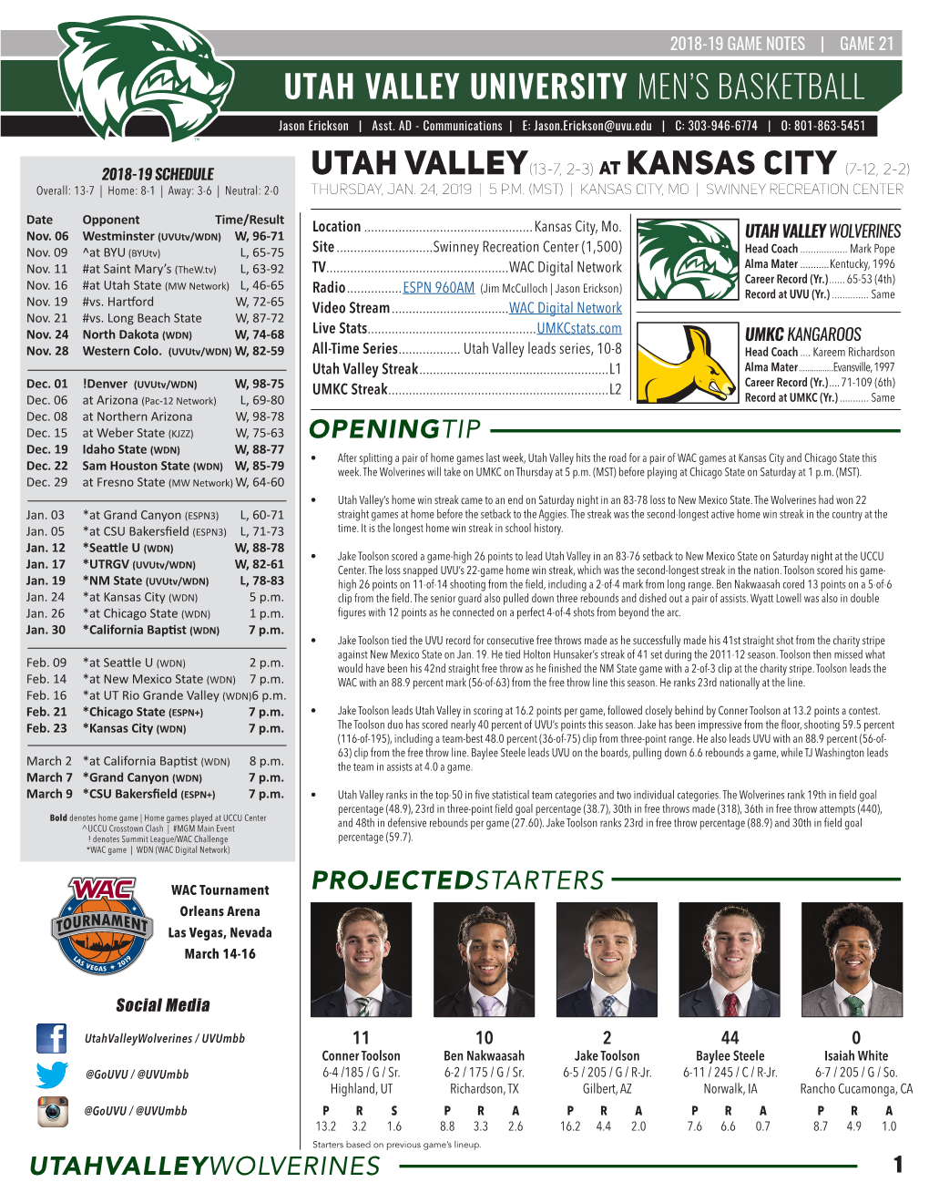 Utah Valley University Men's Basketball