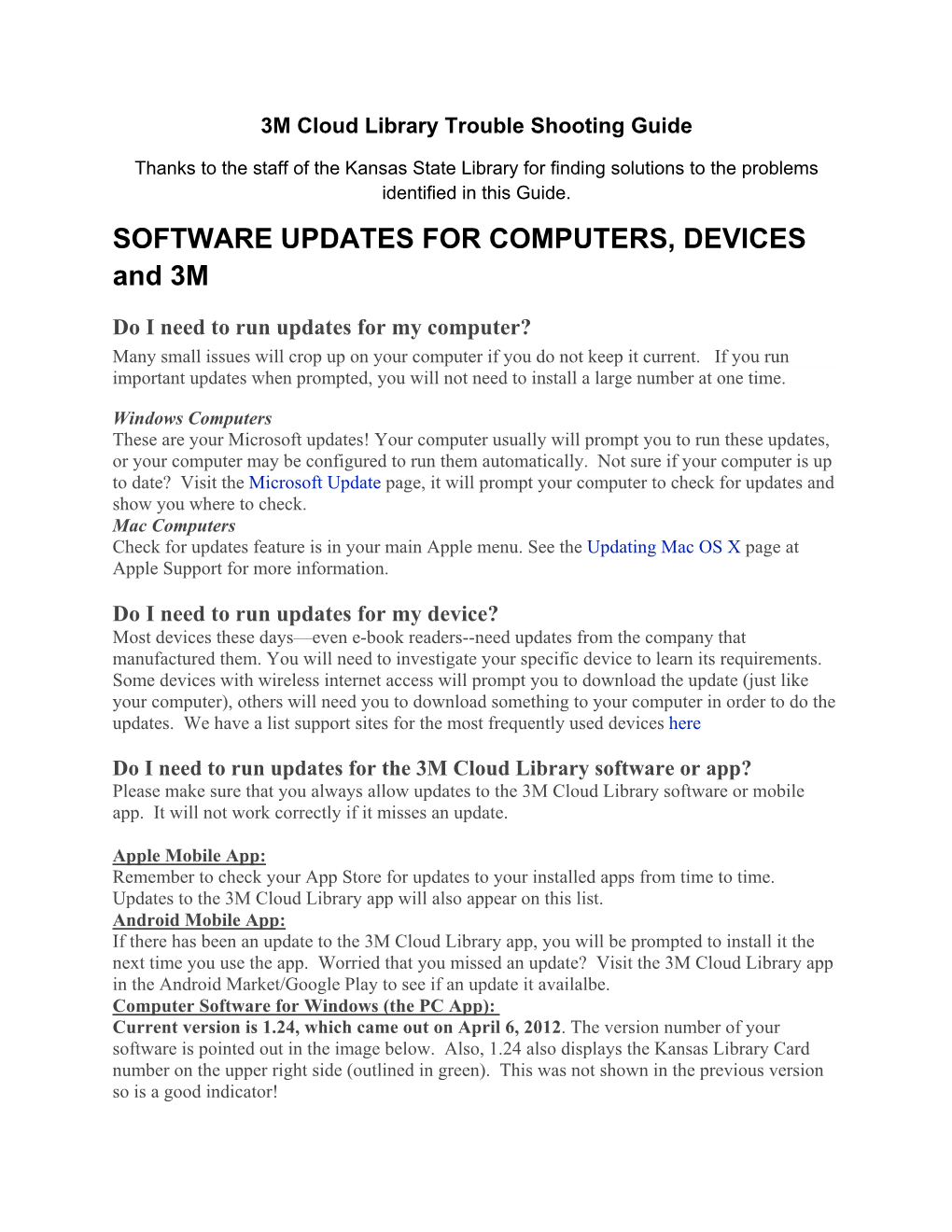 SOFTWARE UPDATES for COMPUTERS, DEVICES and 3M