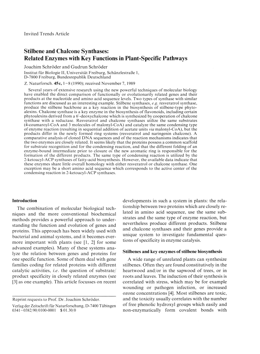 Stilbene and Chalcone Synthases