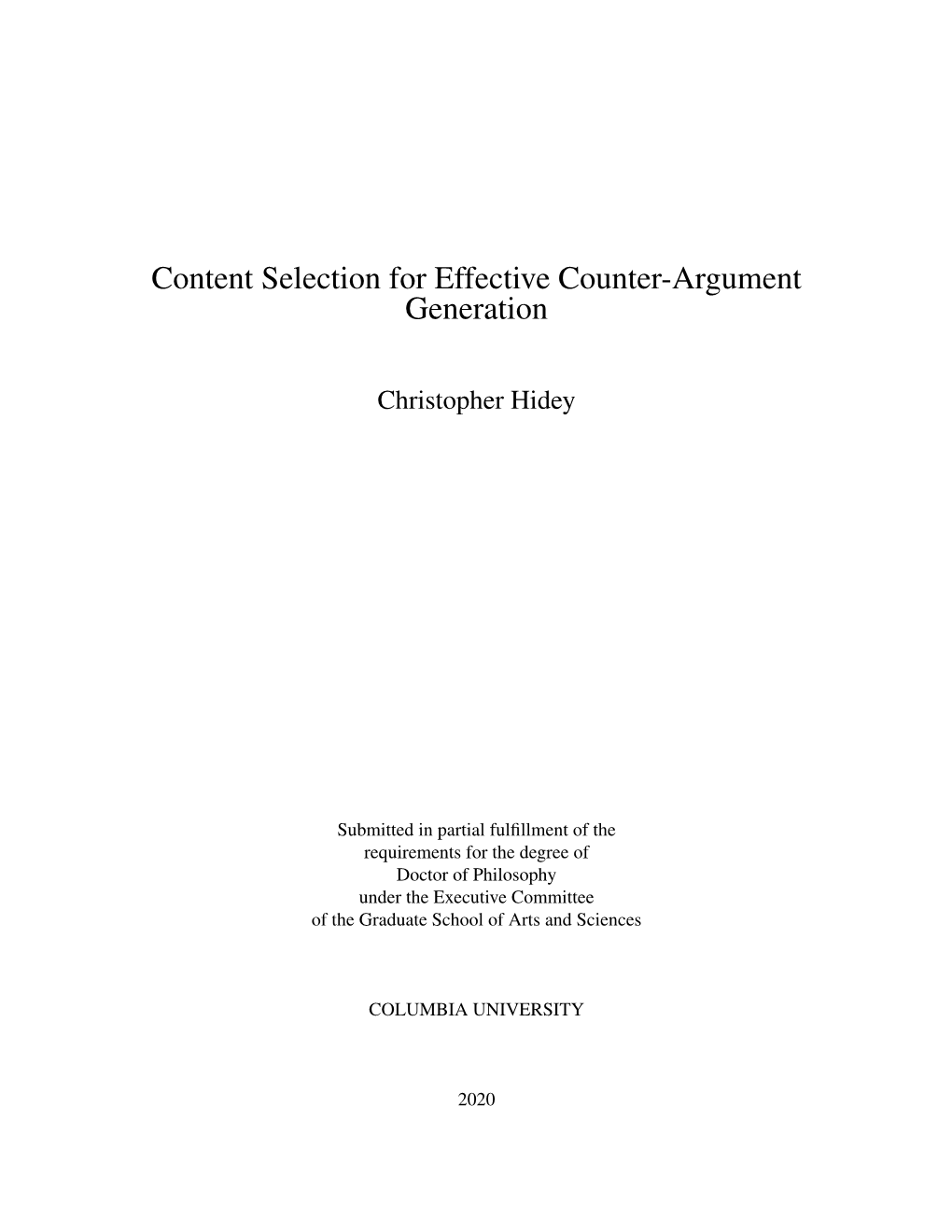 Content Selection for Effective Counter-Argument Generation