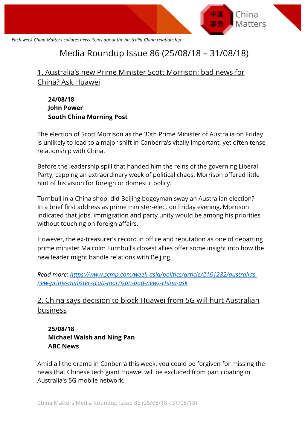 Official Aus-China Media Roundup Issue 86