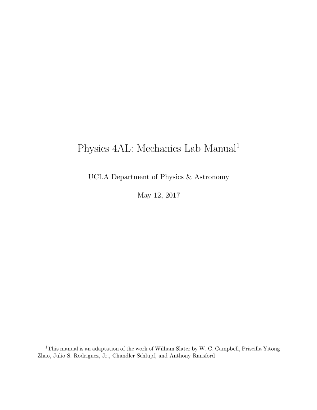 Physics 4AL Lab Manual