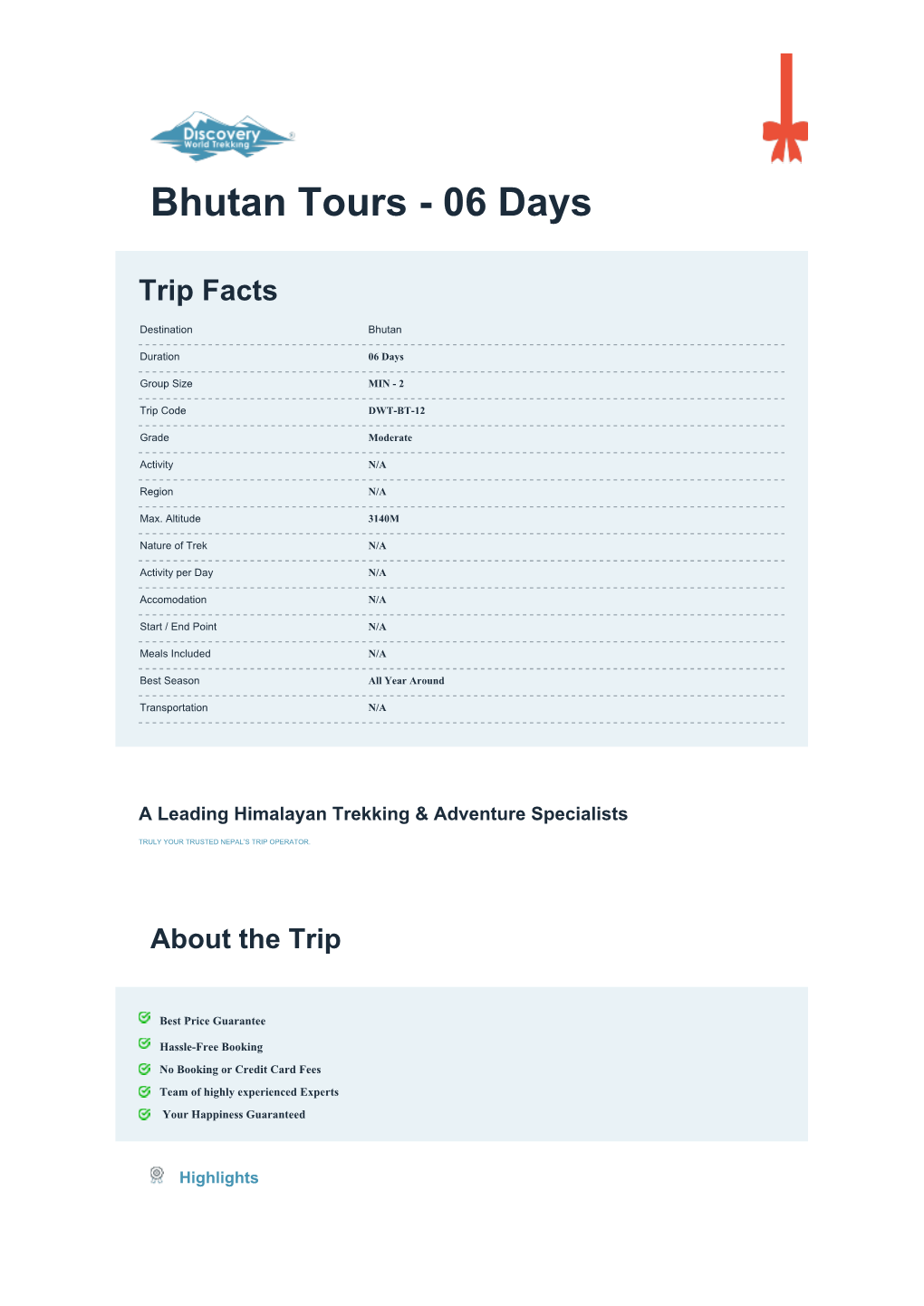 Bhutan Tours - 06 Days