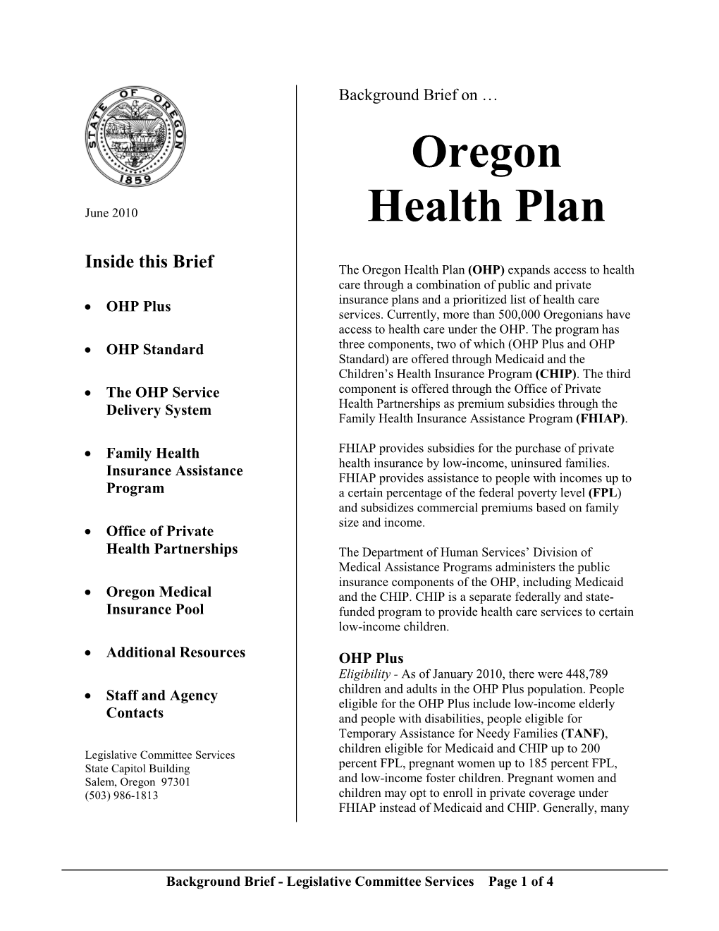 Oregon Health Plan (OHP) Expands Access to Health