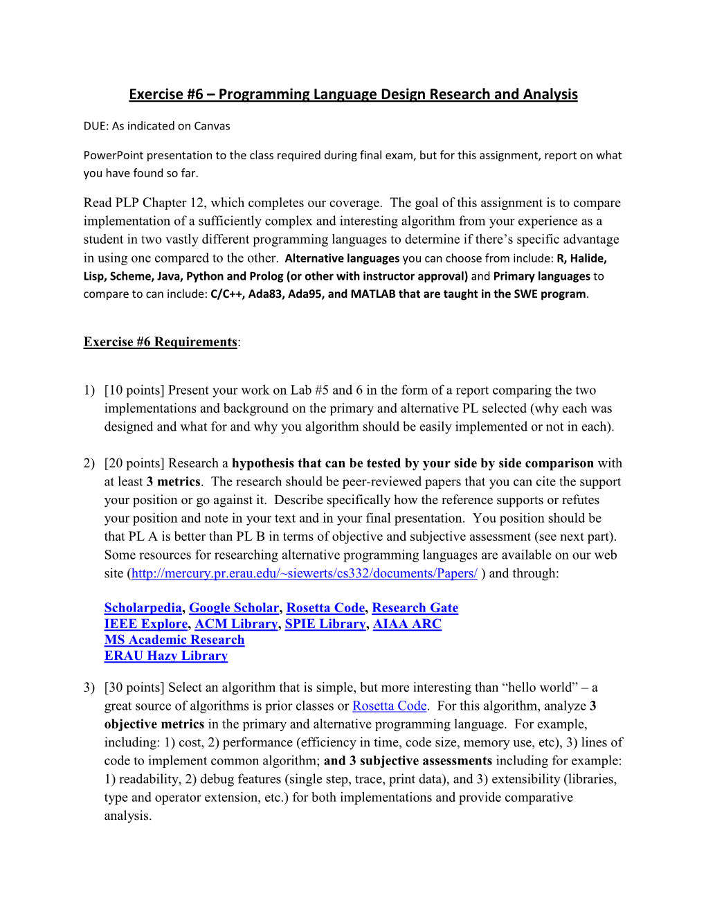 Exercise #6 – Programming Language Design Research and Analysis