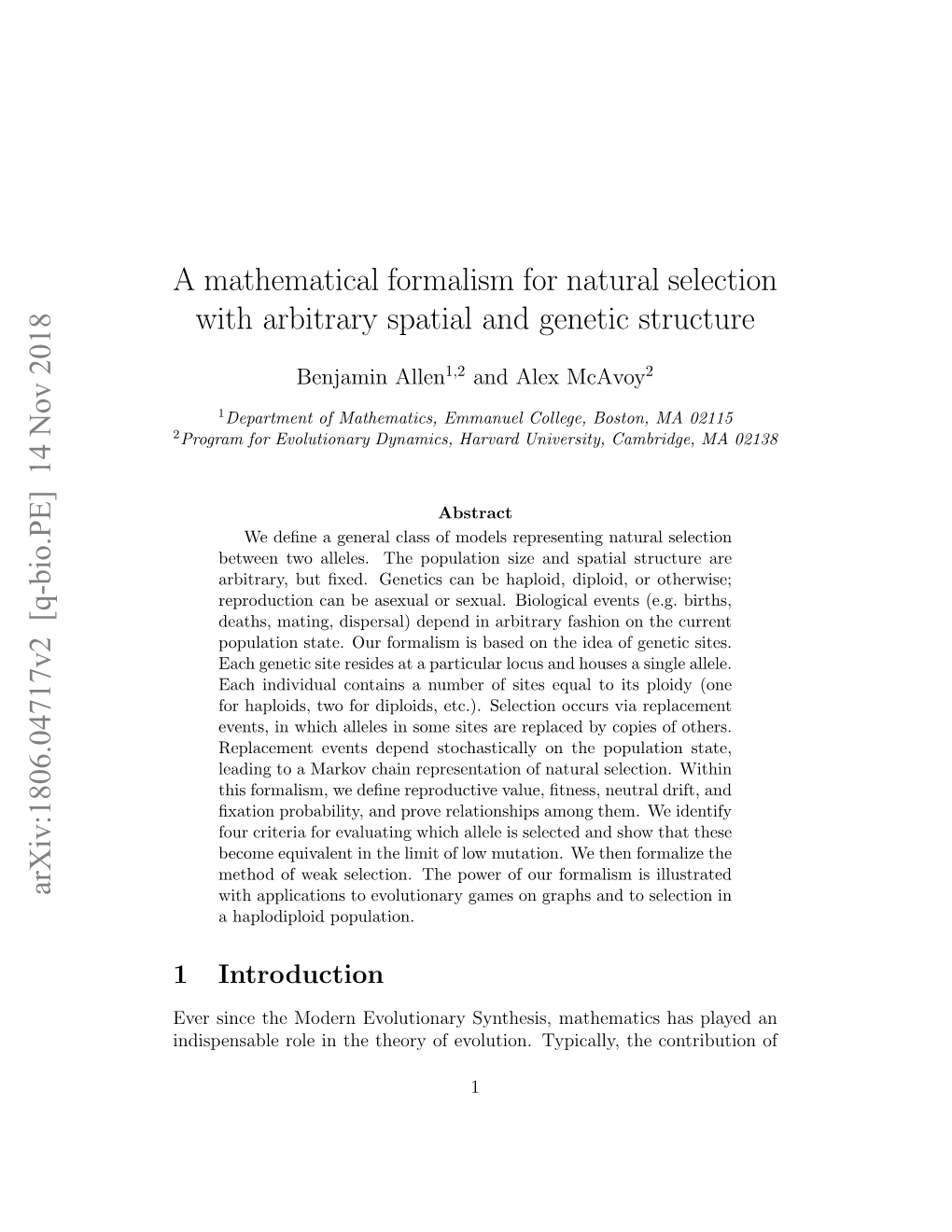 A Mathematical Formalism for Natural Selection with Arbitrary Spatial and Genetic Structure