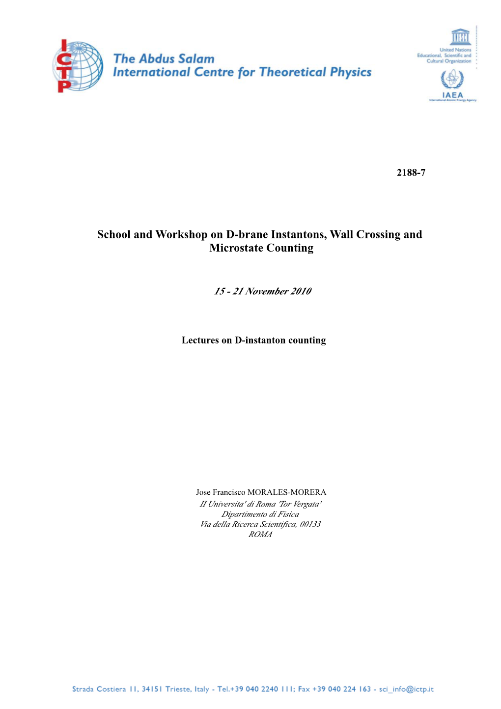 Lectures on D-Instanton Counting