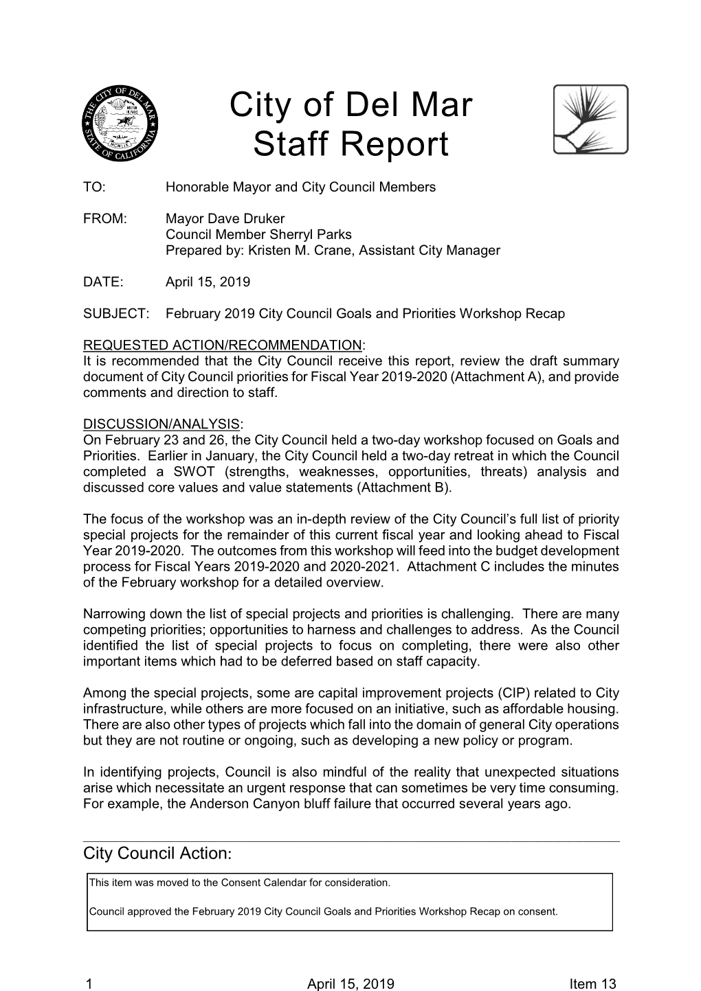 City of Del Mar Staff Report