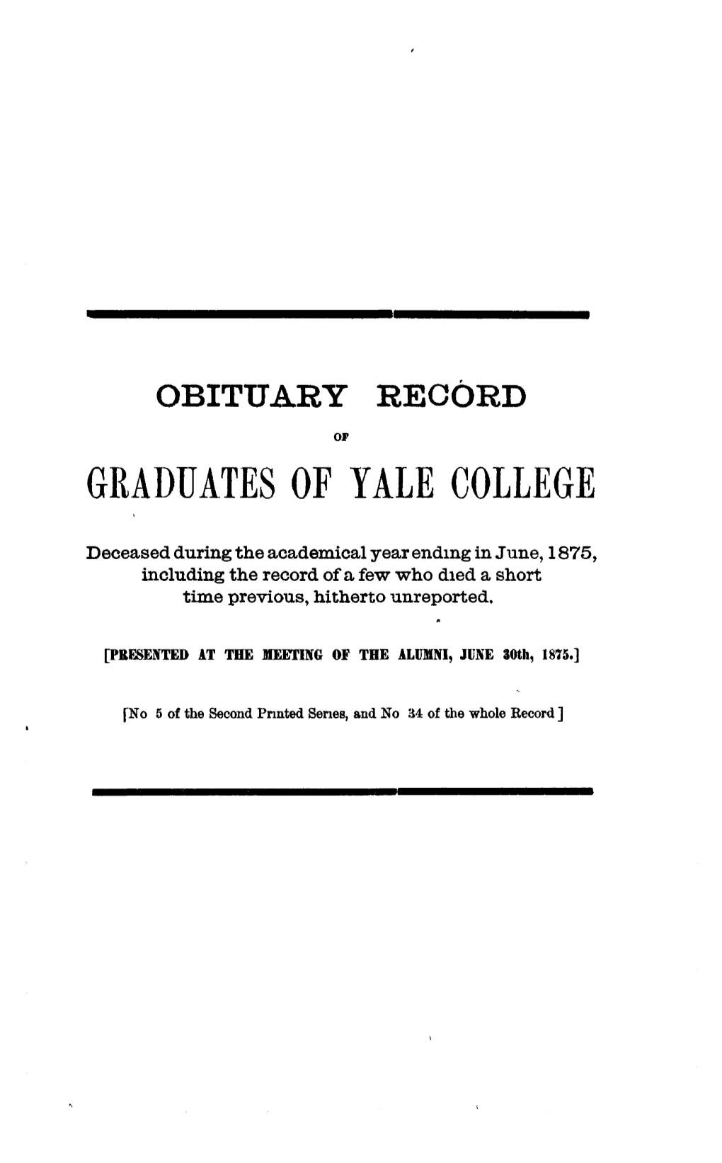 1874-1875 Obituary Record of Graduates of Yale University